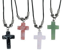 Load image into Gallery viewer, Semi Precious Stone Cross Necklace