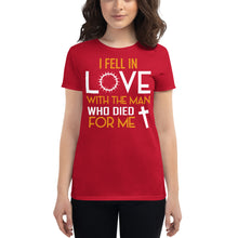 Load image into Gallery viewer, Fell In Love T-shirt (Ladies&#39;, White Lettering)