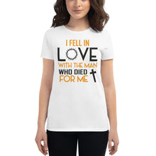 Load image into Gallery viewer, Fell In Love T-shirt (Ladies&#39;, Black Lettering)