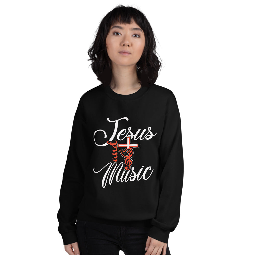 Unisex Jesus And Music Sweatshirt Black
