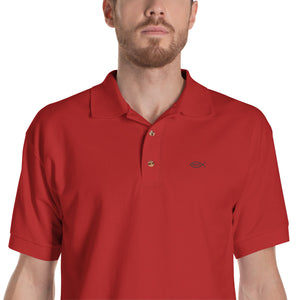 Red Embroidered Polo Shirt with Ichthys Logo