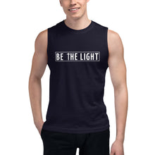 Load image into Gallery viewer, Unisex Navy Be The Light Muscle Shirt
