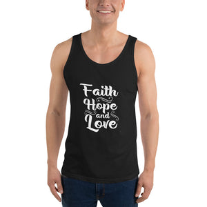 Unisex Faith Hope and Love Tank Top Black