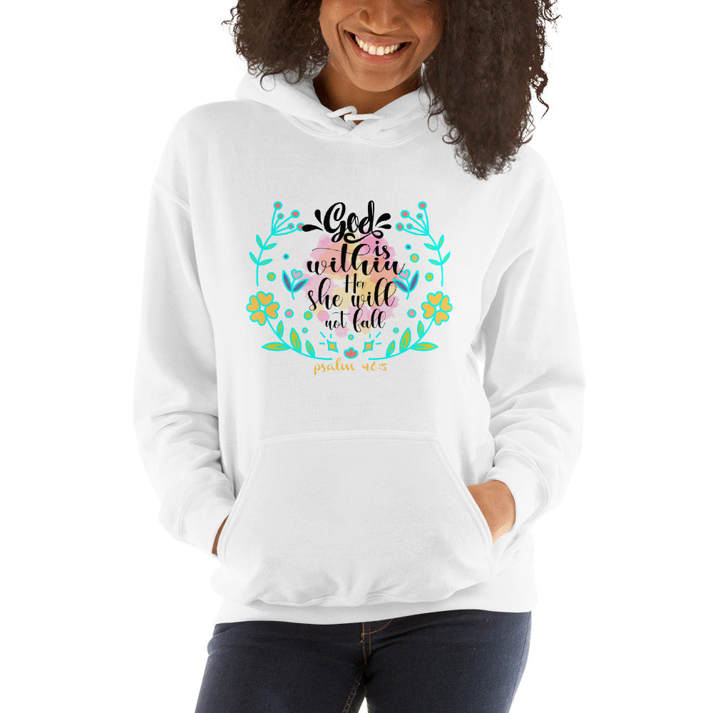 Ladies Hoodie God Is Within Her White