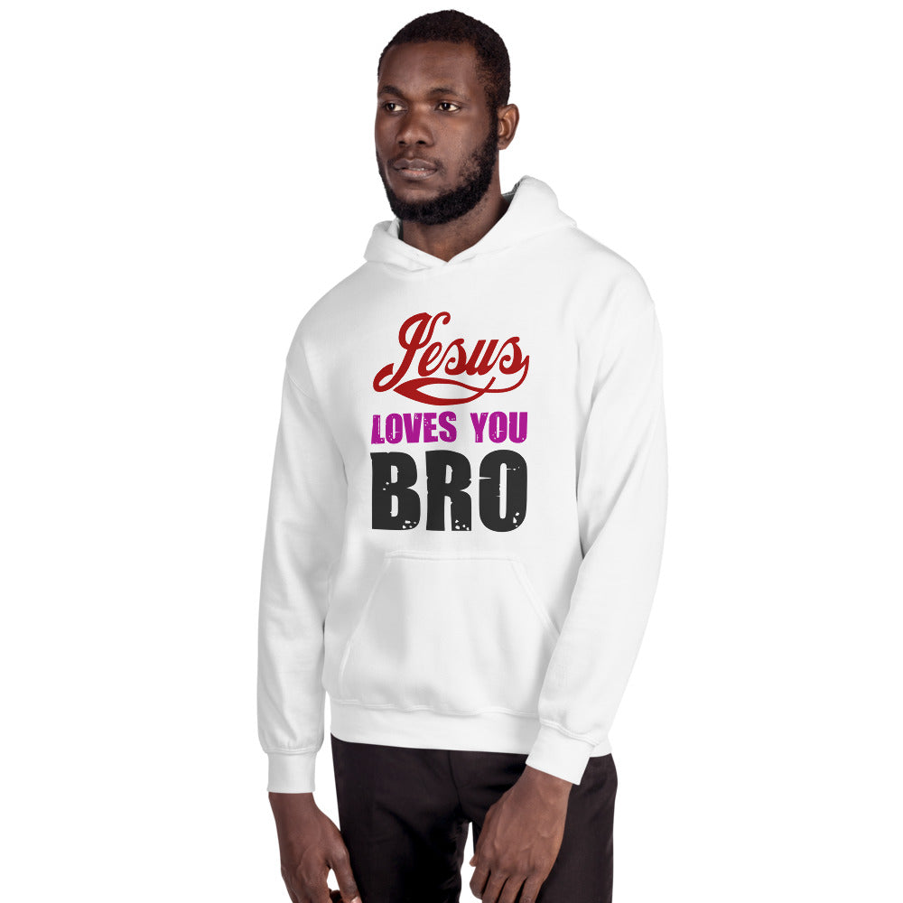 Unisex Jesus Loves You Bro Hoodie White