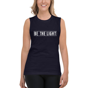 Unisex Navy Be The Light Muscle Shirt