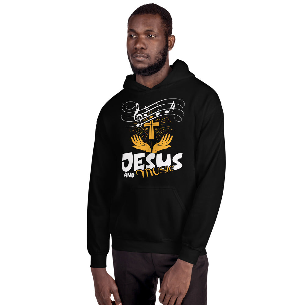 Unisex Jesus and Music Hoodie Black