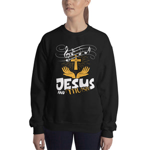 Unisex Jesus and Music Sweatshirt Black