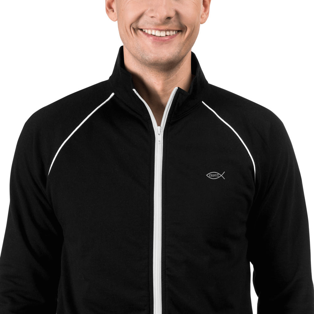 Men's Piped Fleece Jacket with Ichthys Logo
